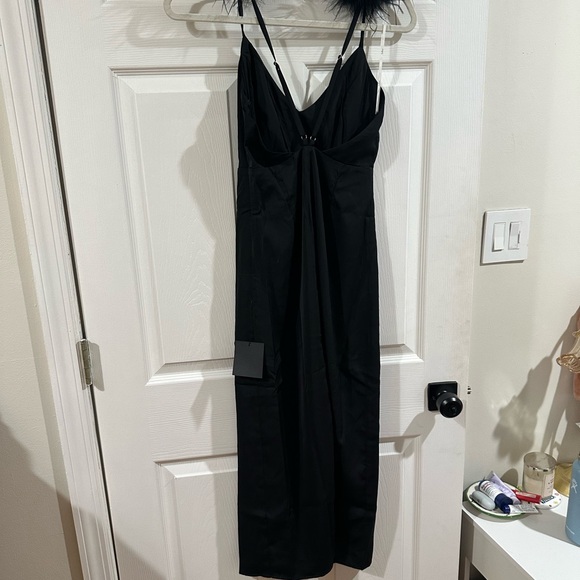Lulu's Black Strapless Dress with Feather Accents - Picture 3 of 4
